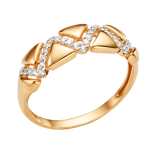 Кольцо, золото, фианит, 000721-1102